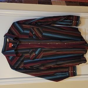 Ely plains button up pearl snap long sleeve western shirt XL